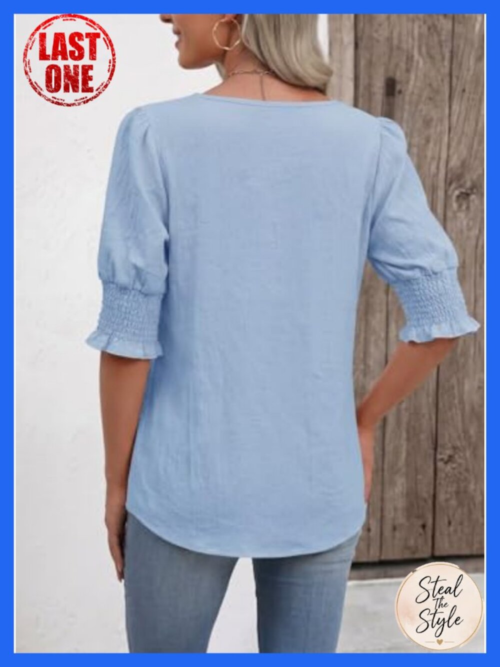 Womens Boho Peasant Blouse Crochet Lace V Neck Short Puff Sleeve Summer Top - Picture 3 of 6